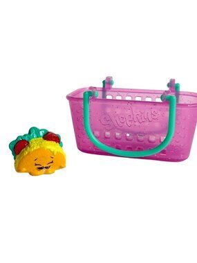 Shopkins Taco Terrie #3-101 RARE Season 3 Internat'l Food Pink Glitter Basket